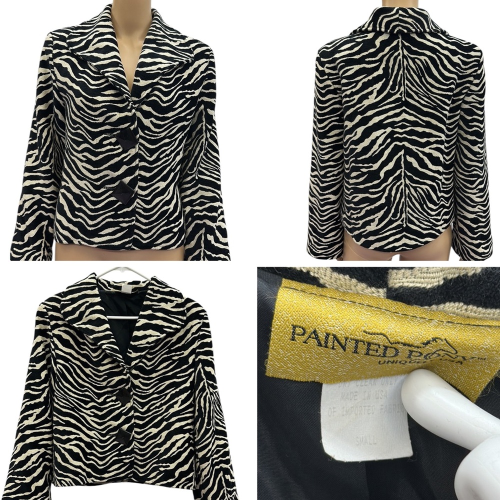 Vintage Painted Pony Zebra Animal Print Collared Button Up Jacket Womens Small - Picture 4 of 12